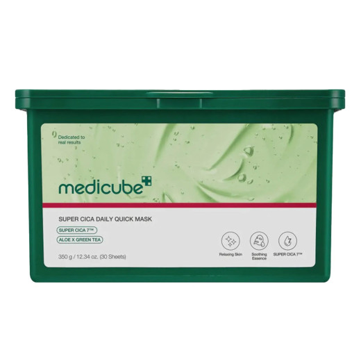 Medicube Super Cica Daily Quick Mask Набір заспокійливих масок з центелою, алое та зеленим чаєм