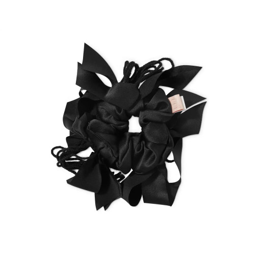 MON MOU × BOBKOVA SILK SCRUNCHIE Black дизайнерська шовкова резинка