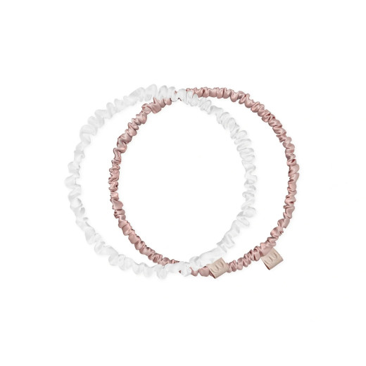 MON MOU Набор обручей-резинок из натурального шелка Белый-Нюдовый