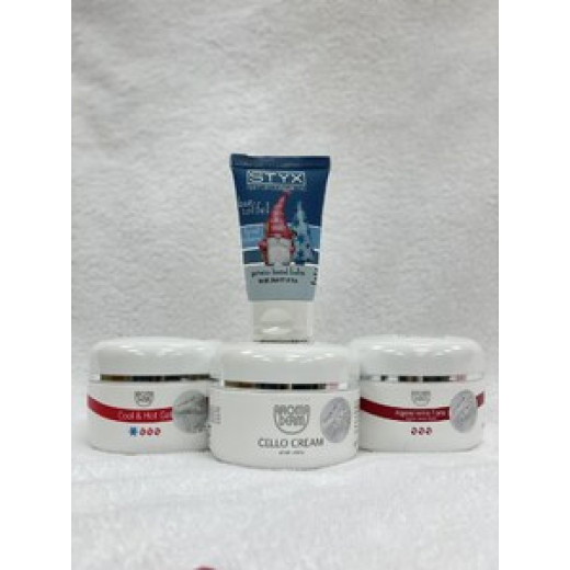 STYX Антицелюлітний гель охолоджуючо-зігріваючий 150мл + Крем з водоростями форте 150мл + Післяпроцедурний крем "Алоє Вєра" 150мл + Крем для рук "Картопляний" 30мл winter