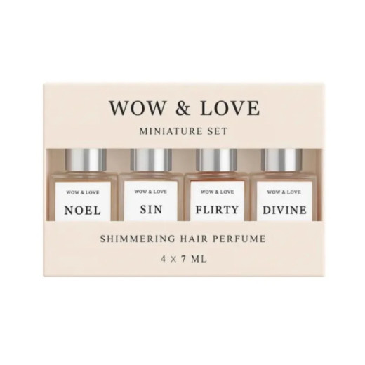 Wow & Love Сет мініатюр парфуму-блиску для волосся з шимером 4х7ml